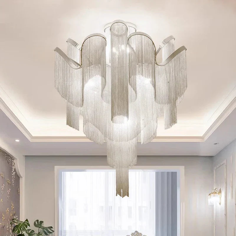 Glass LED Pendant Chandelier Gold 100cm Dimmable