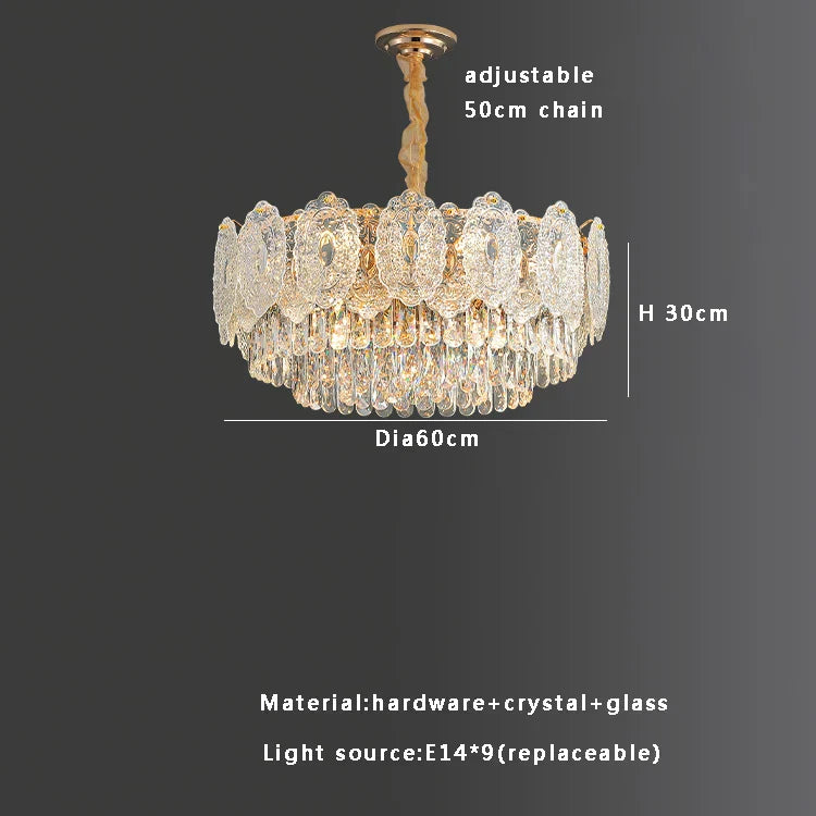 Gold Crystal Dining Pendant Round Dia120cm