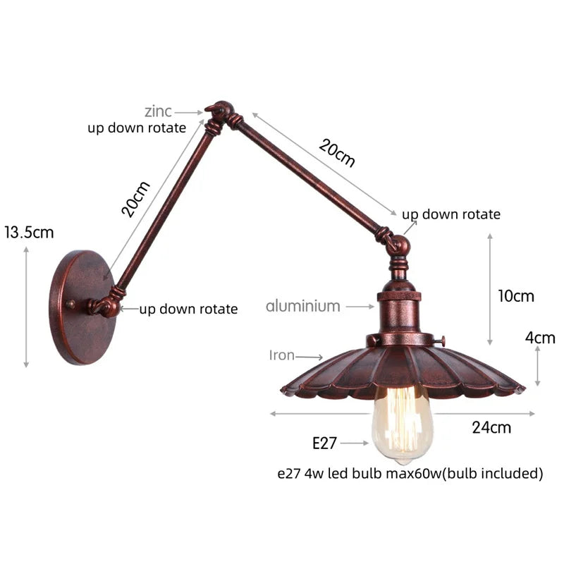 Gold Pull Chain Wall Lamp