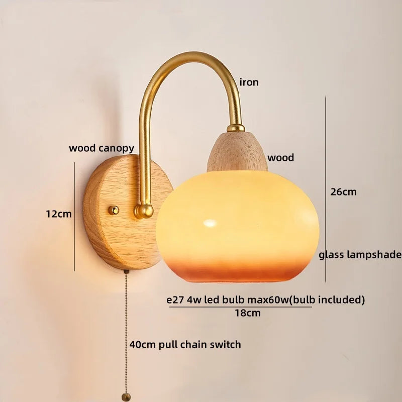 DecorBites™ Cotton LED Wall Lamps with Pull Chain Switch for Restaurant Living Room Bedroom