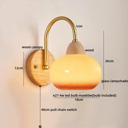 DecorBites™ Cotton LED Wall Lamps with Pull Chain Switch for Restaurant Living Room Bedroom