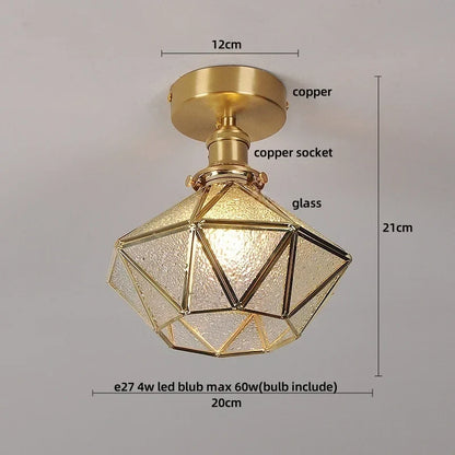 DecorBites™ Glass Grid LED Ceiling Lamp: Luxury Crystal Nordic Copper Ceiling Lights