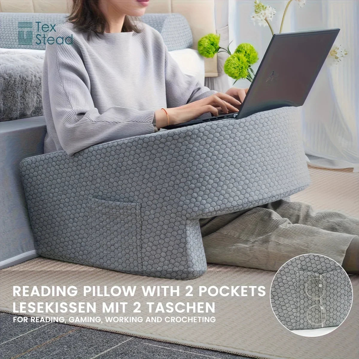 DecorBites™ Gaming Arm Rest Pillow with Memory Foam for Adults, Extra Large for Reading and Working