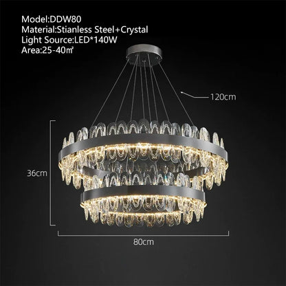DecorBites™ Crystal LED Chandelier: Luxury Living Room Pendant Light with Modern Design
