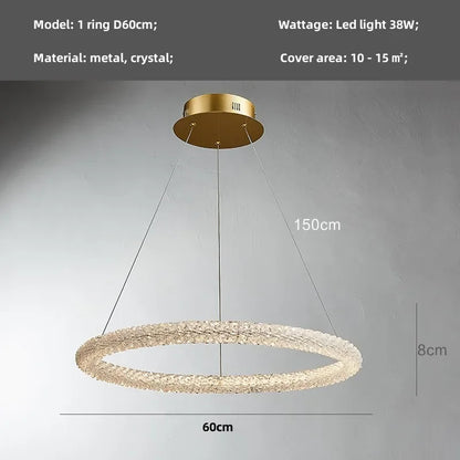 DecorBites™ Crystals Pendant Lights: Modern Dimmable Chandelier for Luxury Living Room, Dining, Bedroom