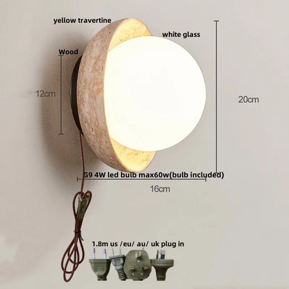 DecorBites™ LED Wall Lamp Pull Chain Yellow Stone Modern Mirror Light