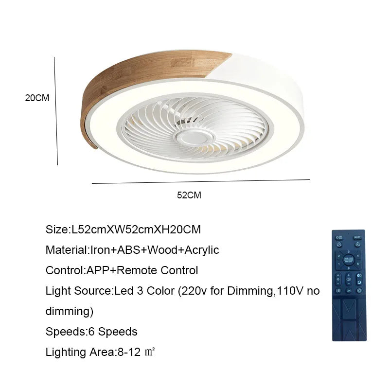 DecorBites™ 52CM Ceiling Fan Light 6 Speeds 36W - Living Room Dining Room Smart Lighting