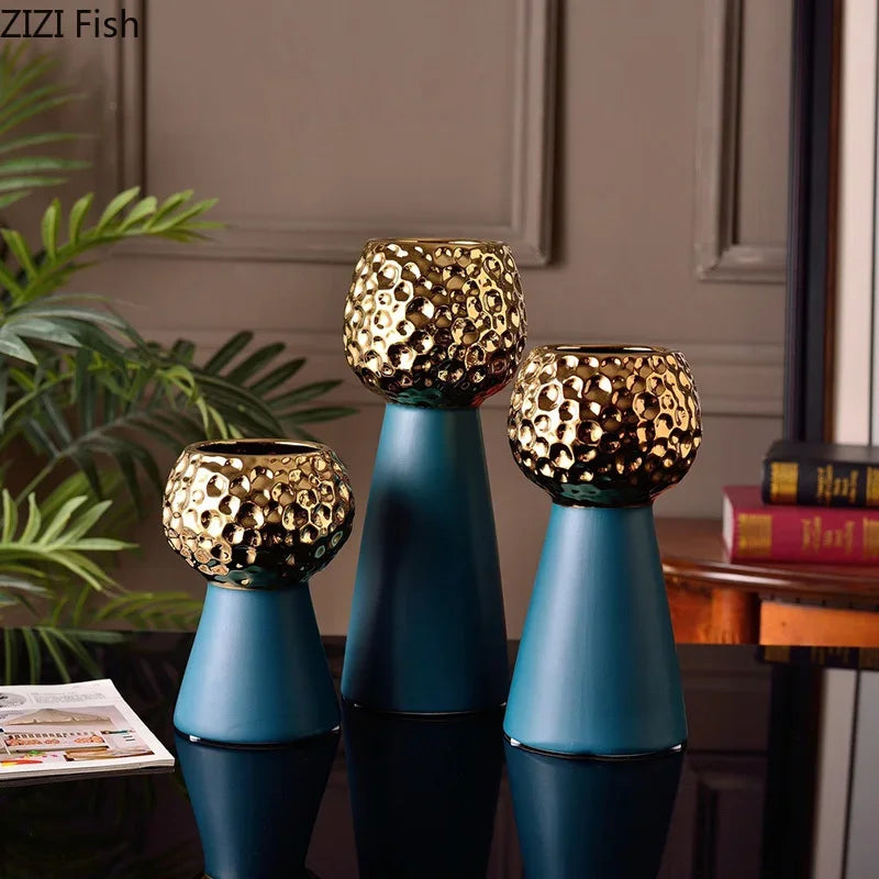 Gold Hammer Ceramic Vase