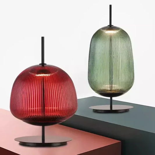 DecorBites™ Green Red Glass Table Lamp LED Lighting for Bedroom and Living Room