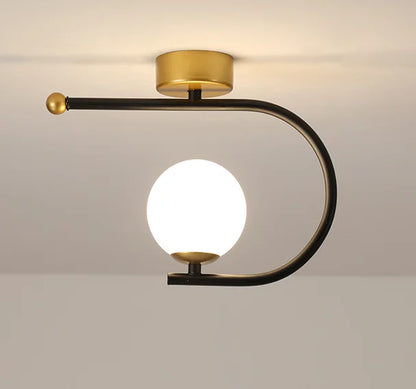 Gold Glass Iron Ceiling Light For Living Space