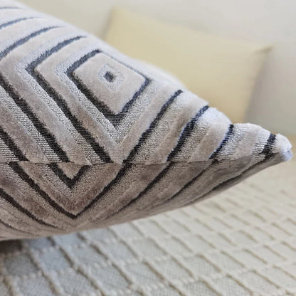 DecorBites™ Geometric Chenille Flocking Cushion Cover in Grey Yellow Purple Red, 45x45cm/30x50cm