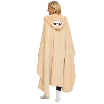 DecorBites™ Cute Sloth Flannel Shawl Blanket for Cozy Autumn & Winter Warmth