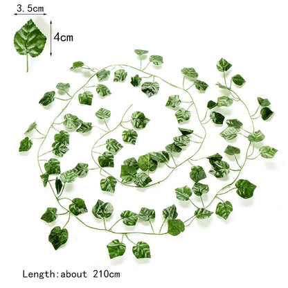 DecorBites™ Ivy Green Fake Leaves Garland Vine Wall Decoration Artificial Plants