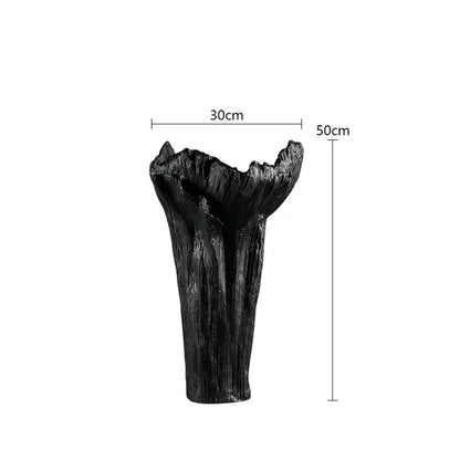 DecorBites™ Irregular Resin Vase Black White Flowers Handicraft Ornaments Home Decor