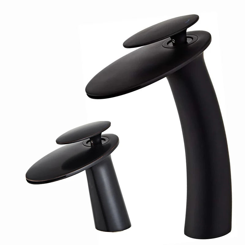 Waterfall Basin Faucet Black Bathroom
