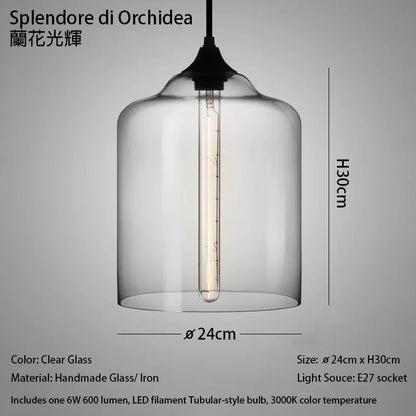 Handmade Glass Nordic Pendant Light With Chrome Finish