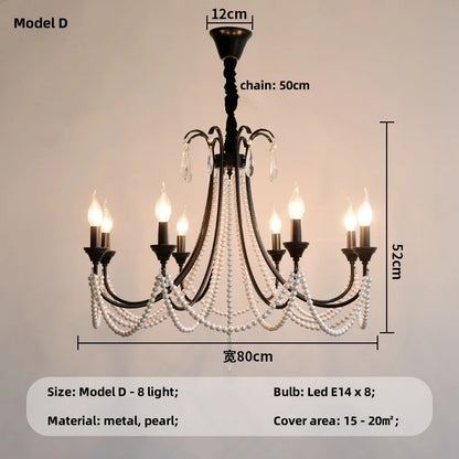 DecorBites™ Elegant Black Crystal Chandelier Pendant Light for Living Room