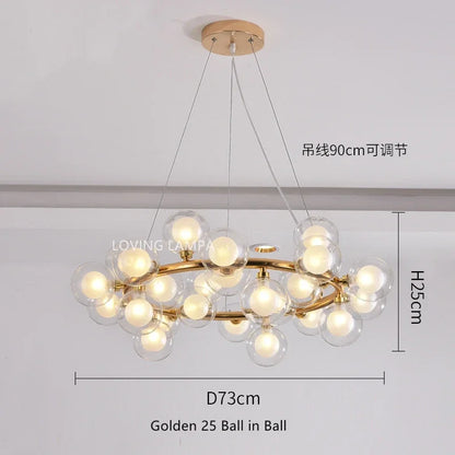 DecorBites™ Glass Ball LED Chandelier Pendant Lamp, Modern Round Design for Home Decor Lighting