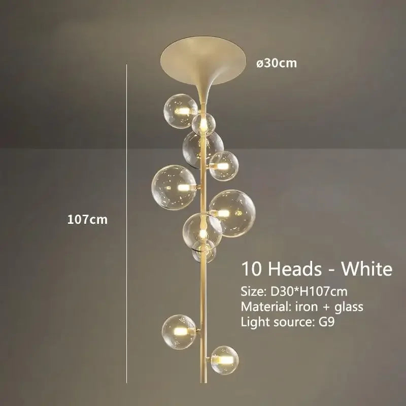 Clear Glass Bubble Chandelier 10-Head Design