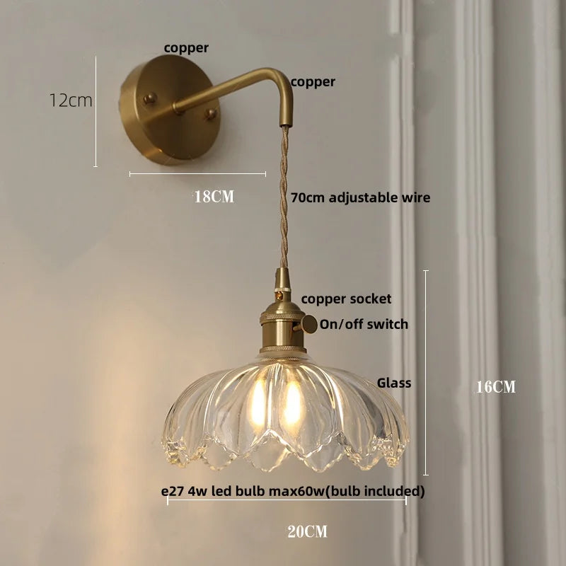 DecorBites™ Clear Glass LED Wall Light with Pull Chain Switch