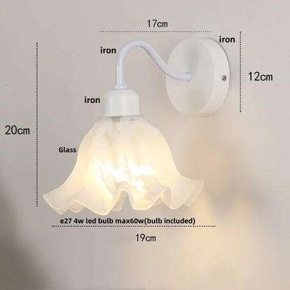 DecorBites™ Glass Iron LED Wall Sconce Pull Chain Switch White Stair Light
