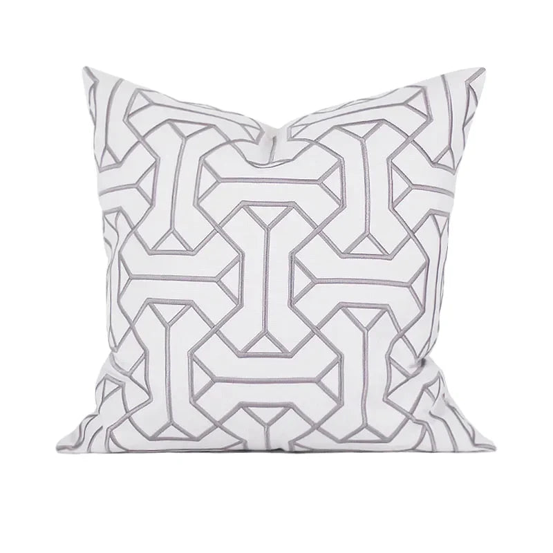 DecorBites™ Geometric Embroidered Noble Cushion Covers for Living Room Sofa