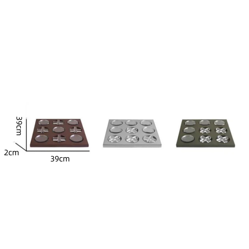 DecorBites™ Geometric Checkerboard Grid Leather Chess Transparent Chessboard Home Decor Figurines