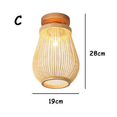 DecorBites™ Bamboo Birdcage Ceiling Light: Handwoven Nordic Wood Art Fixture