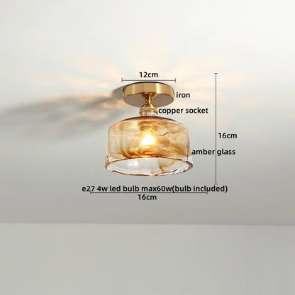 DecorBites™ Green Glass LED Ceiling Lamp for Home Living Room and Hallway Lighting