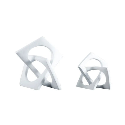 DecorBites™ Geometric Cross Square Ring Sculpture White - Home Decor Ornament