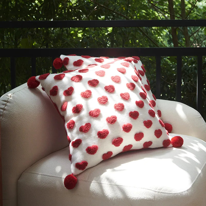Embroidered Heart Cushion Covers
