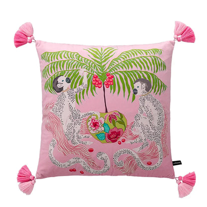 DecorBites™ Luxe Cheetah Halo Pillowcase: Decorative Tassel Cushion Cover GG Style