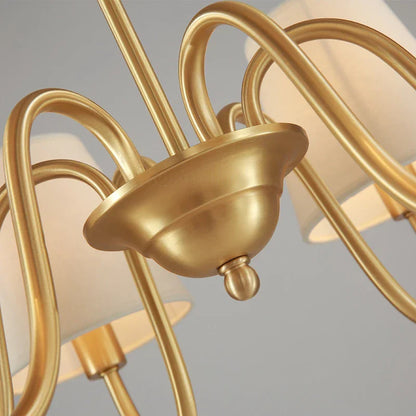 DecorBites™ Copper Ceiling Chandelier with Fabric Lampshade for Living Room and Bedroom