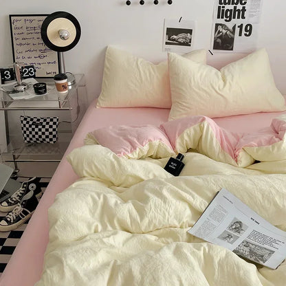 DecorBites™ Cotton Bedding Set with Comforter Cover, Sheet, and Pillowcase Set