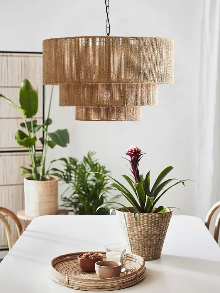 DecorBites™ Hemp Rope Pendant Lights Wall Sconce for Living Room Bedroom Japanese Style
