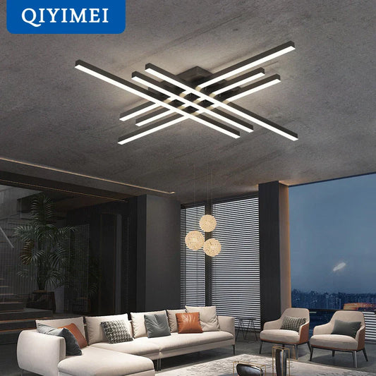 DecorBites™ Gold Black Acrylic LED Chandeliers: Elegant Indoor Lighting for Bedroom, Dining, Living Room