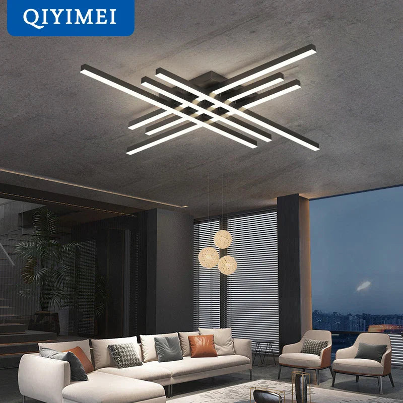 Gold Black Acrylic Chandelier 6-Head For Bedroom