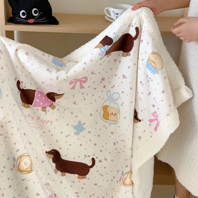 Coral Velvet Cartoon Blanket