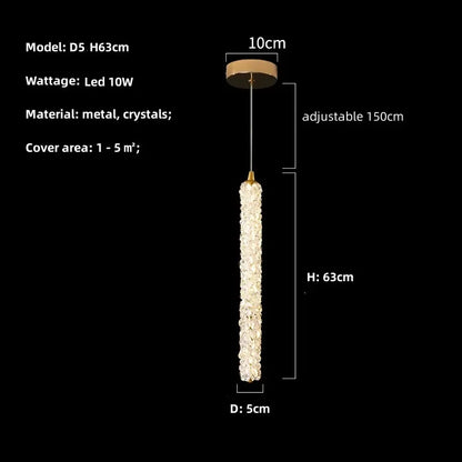 DecorBites™ Crystals Pendant Lights: Modern Dimmable Chandelier for Luxury Living Room, Dining, Bedroom
