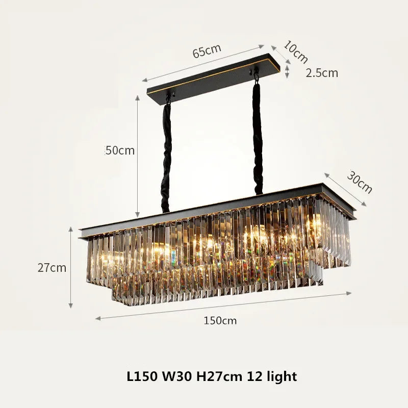 DecorBites™ Gold Black Metal Crystal Pendant Lights Chain Hanging LED Suspension Lamp Fixtures