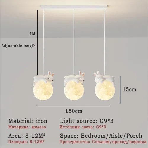 White Bear Bunny Pendant Light