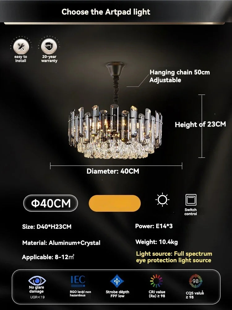 Gold Crystal LED Chandelier Round100cm Radiant