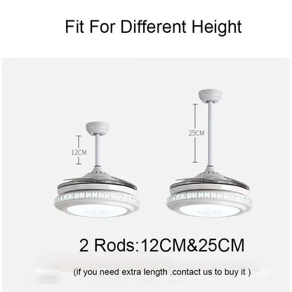 DecorBites™ Crystal Chandeliers Ceiling Fans with Invisible Ceiling Fan Light, Remote Control, 6 Speeds