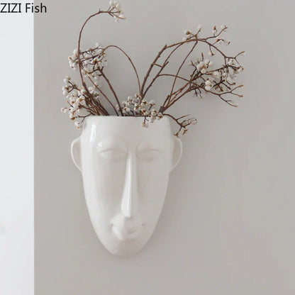DecorBites™ Abstract Human Face Ceramic Vase Plant Pot Room Decoration