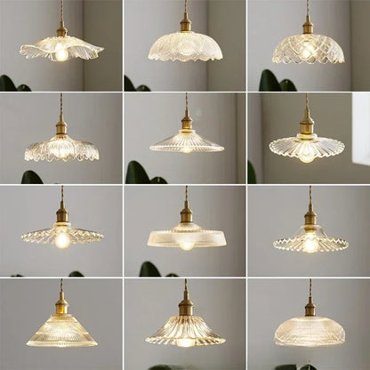 Retro Floral Glass Pendant Light