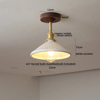 DecorBites™ Glass Wood LED Ceiling Light Nordic Design for Living Room & Corridor