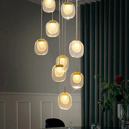 DecorBites™ Gold Crystal Staircase Chandelier | Luxury Indoor Lighting Fixtures