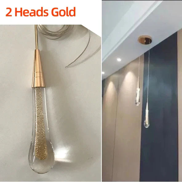 DecorBites™ Crystal Glass LED Pendant Tear Drop Light Chandelier