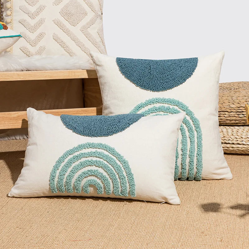 Tufted Embroidered Cotton Cushion