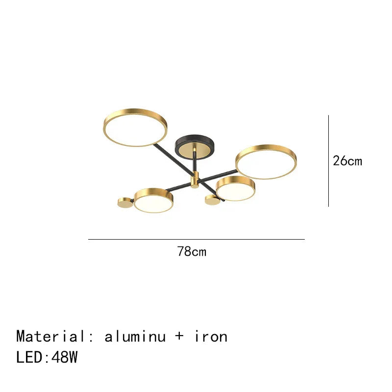 Minimalist Gold Black Chandelier